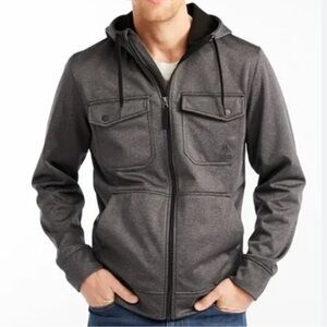 LL Bean Mens Traverse Jacket Gray Hooded Full Zip Pockets Hoodie Full Zip Up L